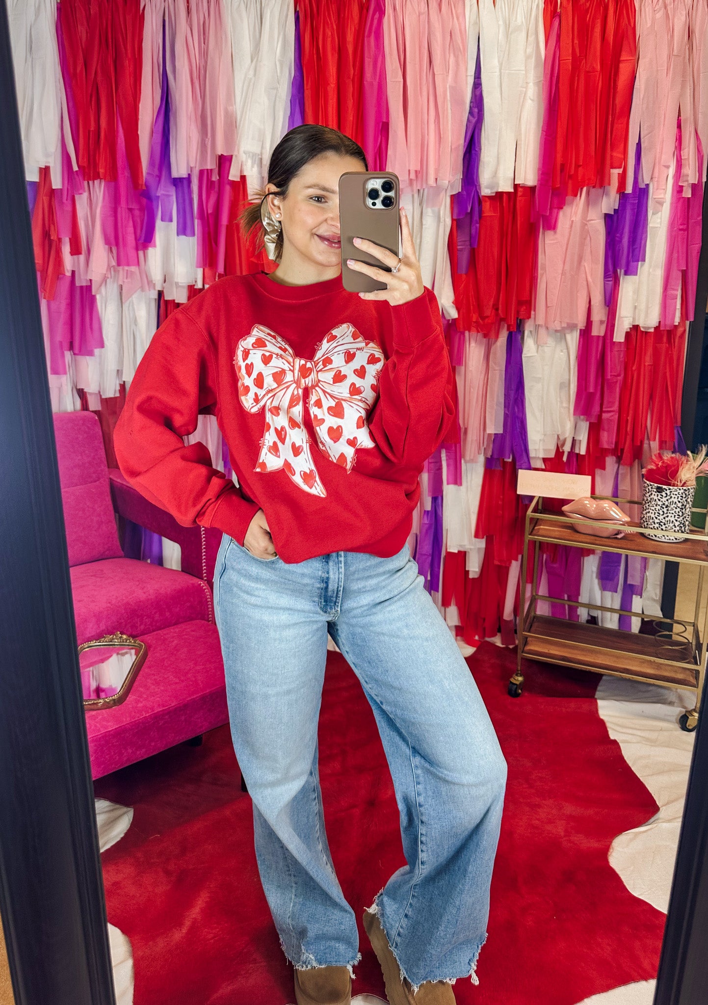 Red Bow Heart Sweatshirt