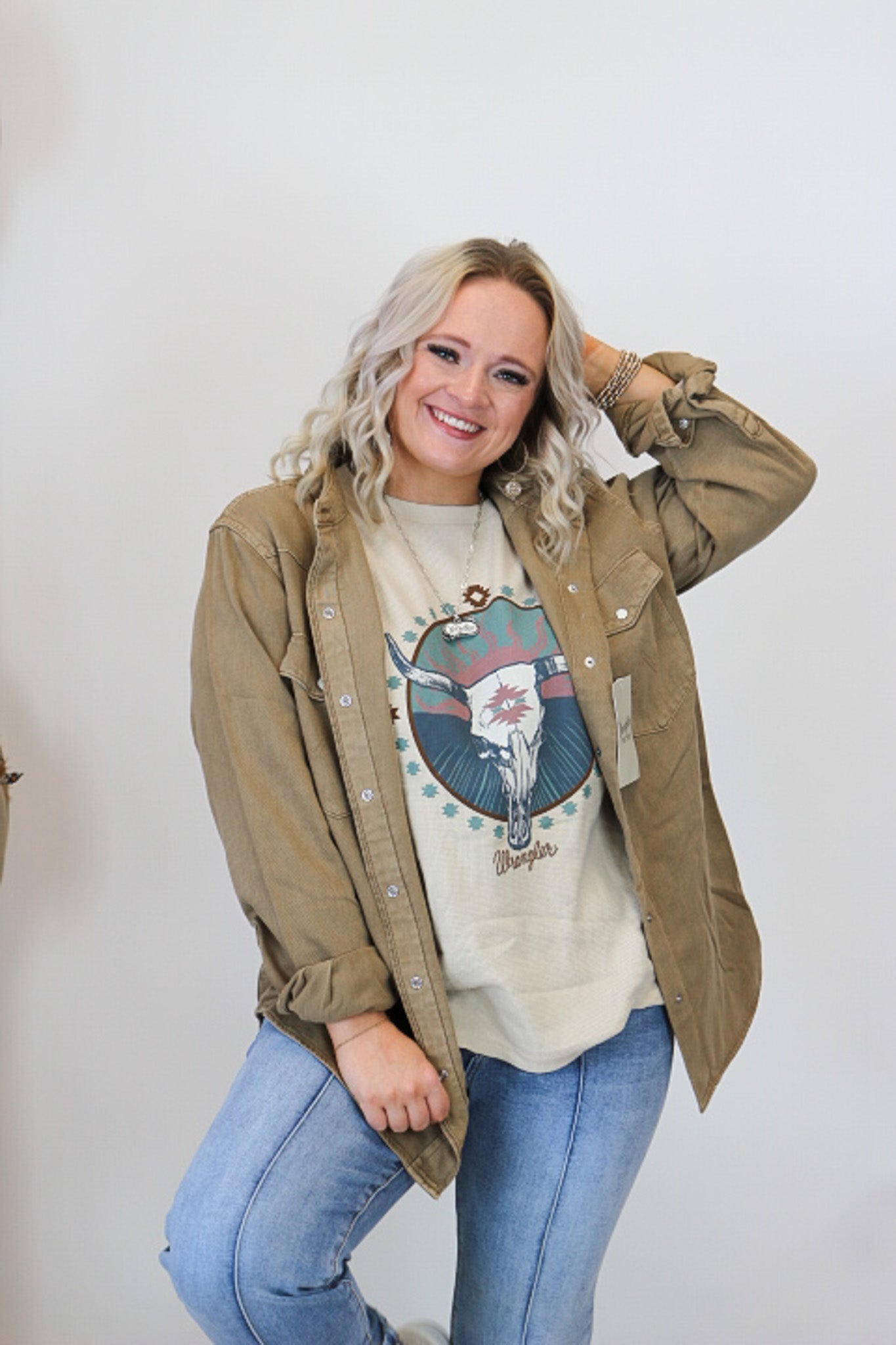 Women's Wrangler Brown Colorwash Slim Western Snap Shirt