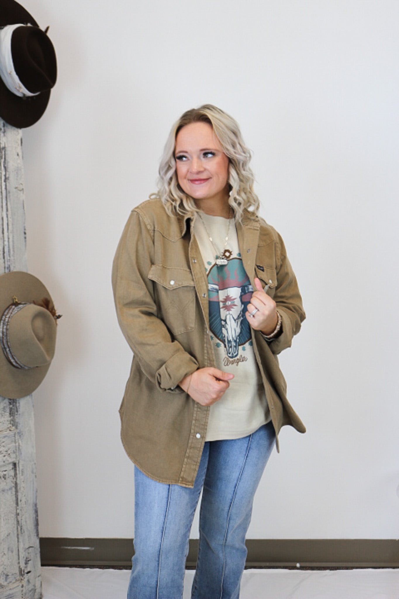 Women's Wrangler Brown Colorwash Slim Western Snap Shirt