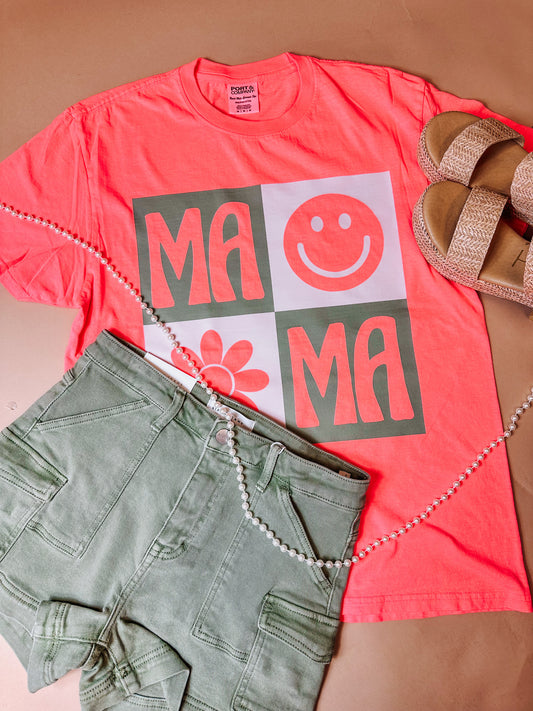 Mama Floral Coral Graphic Tee
