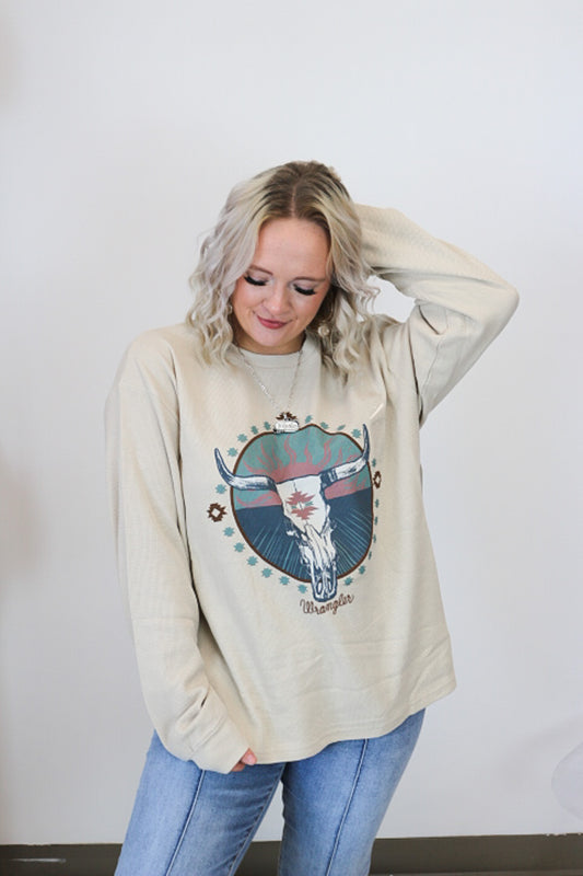 Women's Wrangler Cement Long Sleeve Graphic Girlfriend Tee