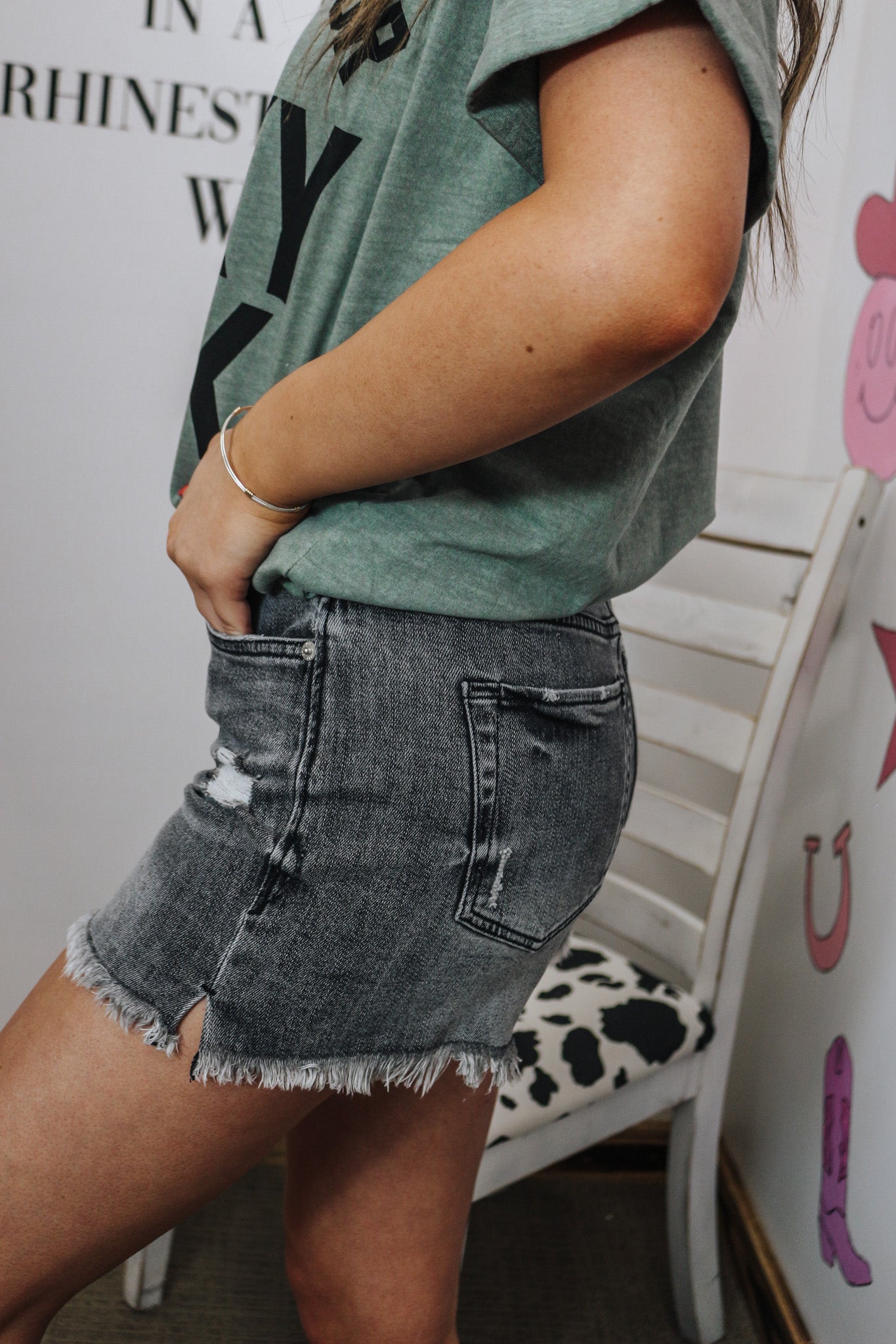 Ivy High Rise Black Denim Shorts