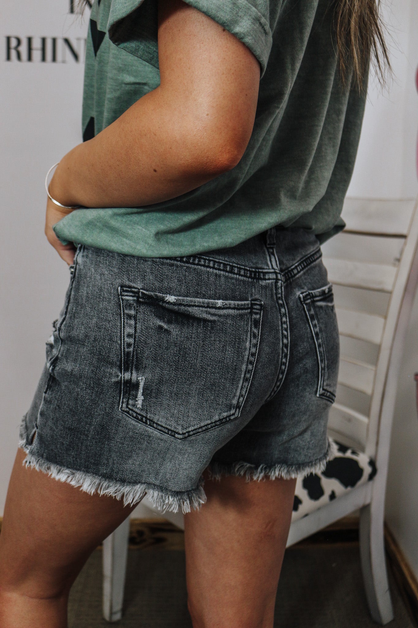 Ivy High Rise Black Denim Shorts