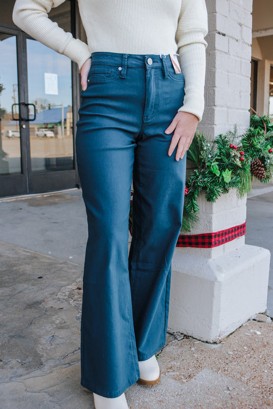 On Your Own Time Blue Hyperstretch Wide Leg YMI Pants
