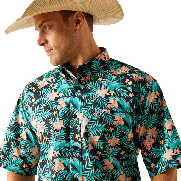 Ariat Men's Black Jullian Tropical Print Short Sleeve Shirt