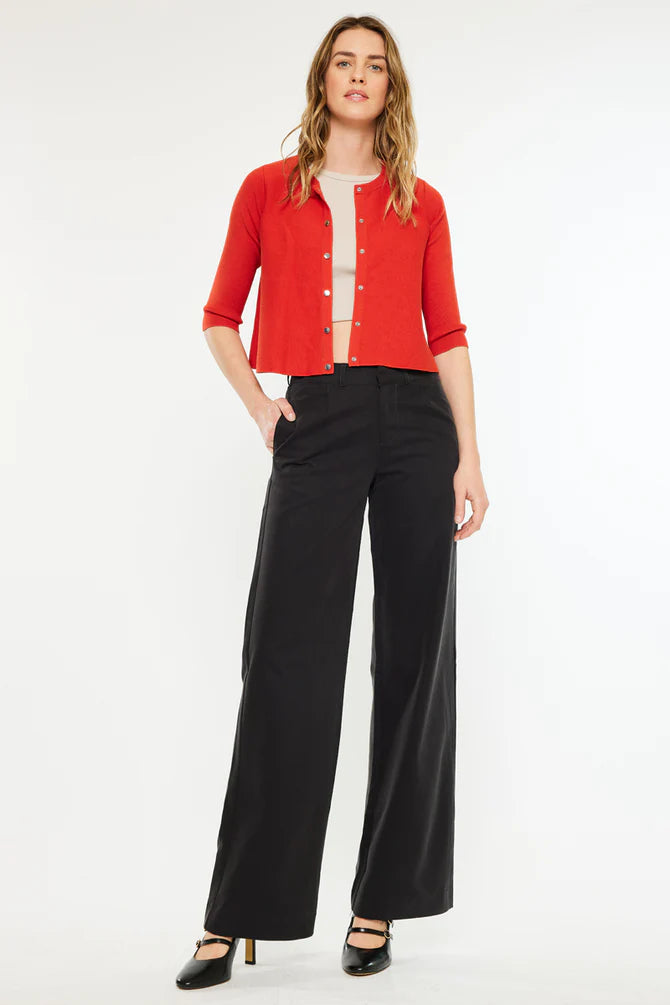 Tinley Black Mid Rise Wide Leg Jeans KanCan