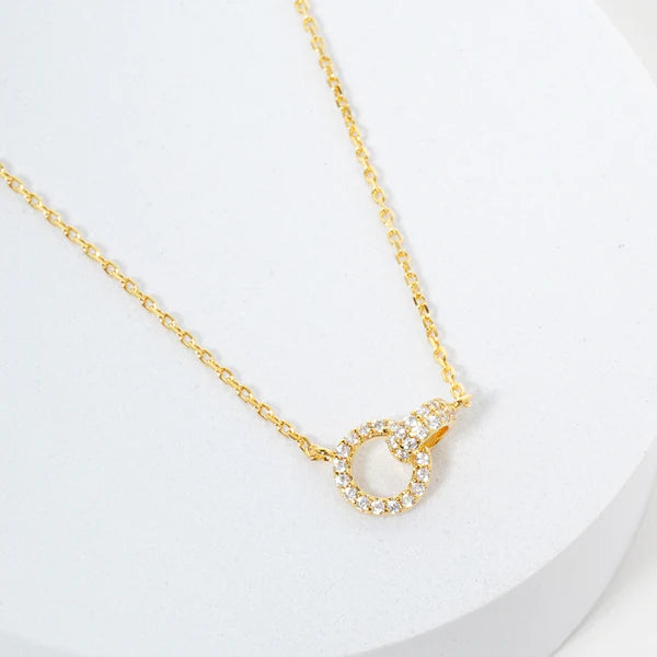 Gold Interlocking CZ Circle 16 inch-18 inch Necklace