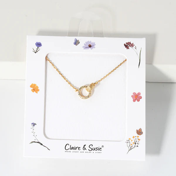 Gold Interlocking CZ Circle 16 inch-18 inch Necklace
