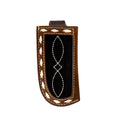 3D Black Roughout and Brown Boot Stitch Leather Knife Sheath