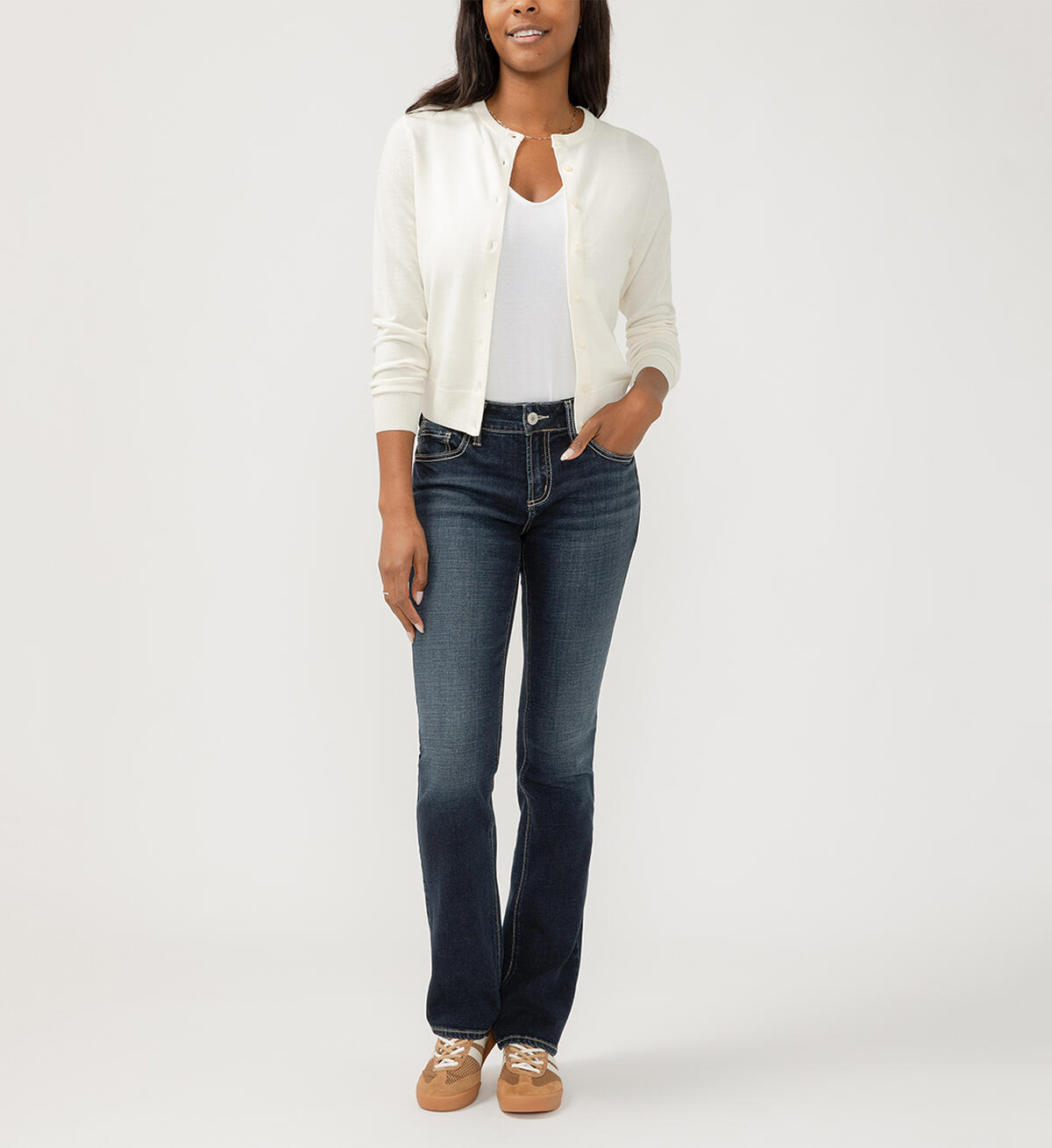 Silver Elyse Mid Rise Slim Bootcut Jeans