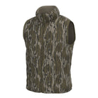 Local Boy duck down vest, bottomland-style camo side, front view