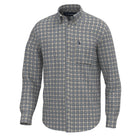 Local Boy Faulk dress shirt in slate, rust and navy plaid, front view
