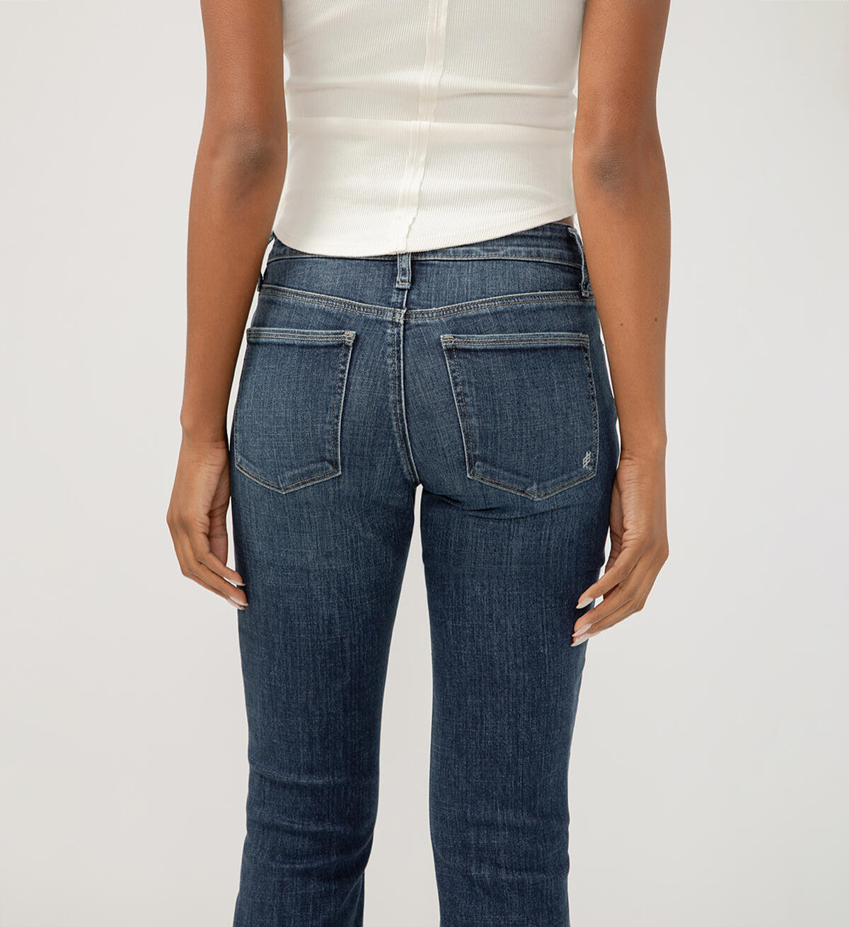 Silver Mid Rise Slim Bootcut Luxe Stretch Jeans