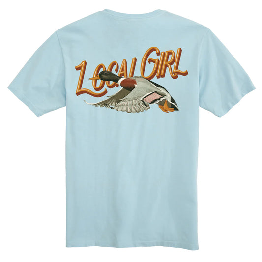 Local Girl Flying Fowl Chambray Blue Tee