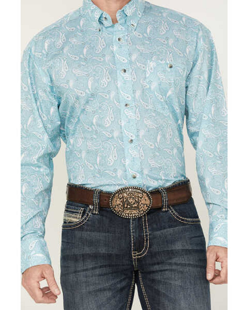 WRANGLER LIGHT BLUE PAISELY PRINT - MENS SHIRT