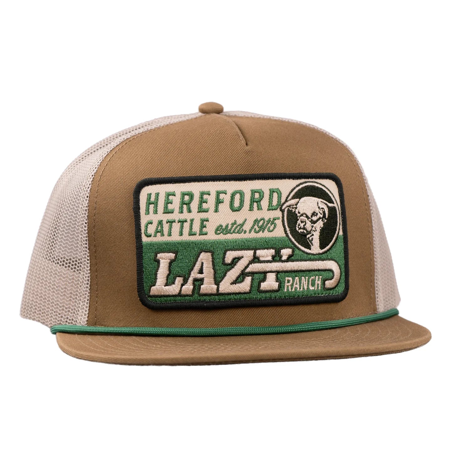 Lazy J Ranch Coyote Brown & White Shafter Classic Rope Trucker Hat