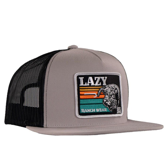 Lazy J Ranch Silver Grey & Black Dusk Sunset Retro Classic Trucker Hat