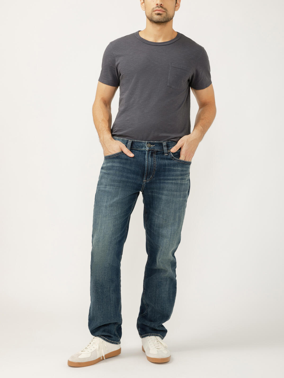 Silver Men's Eddie Athletic Fit Tapered Leg Jeans