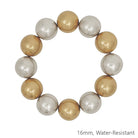 Water Resistant 16MM Gold and Silver Metal Ball Stretch Bracelet