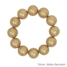Water Resistant 16MM Gold Metal Ball Stretch Bracelet
