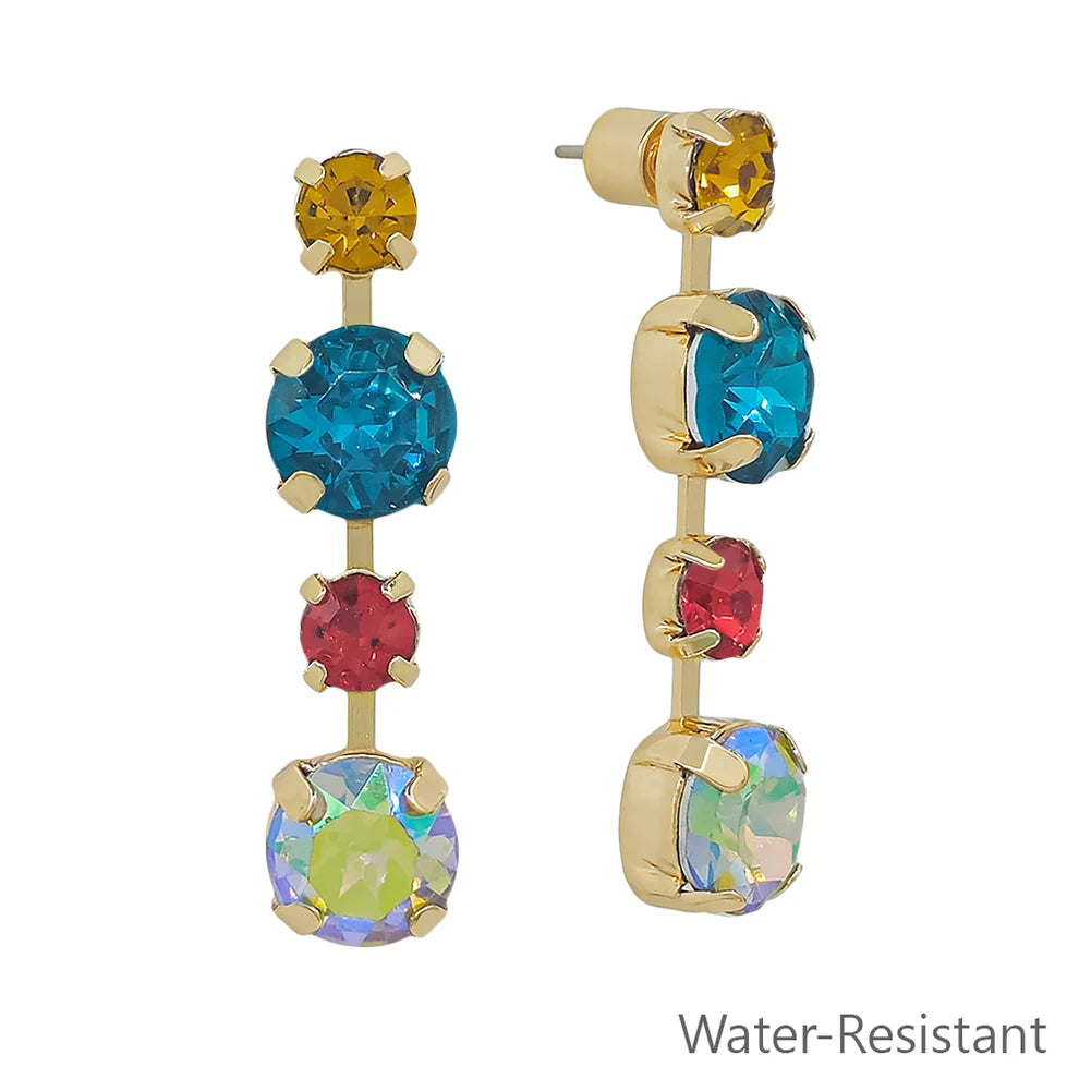 Dark Multi Crystal 1" Stud Drop Earring