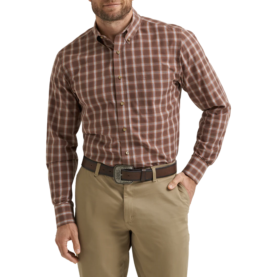 Wrangler Men's Riata Plaid Button Up Shirt - 4 Colors