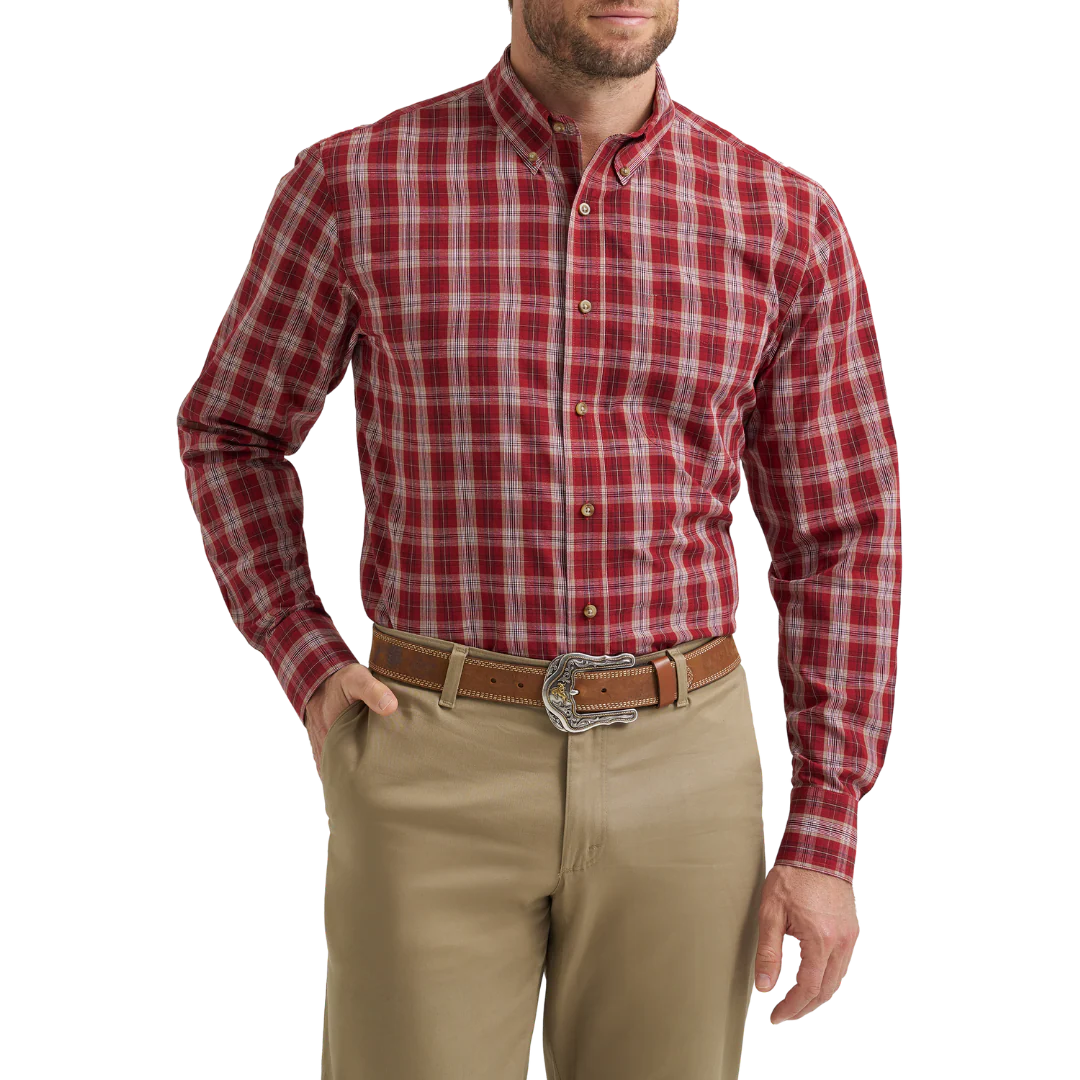 Wrangler Men's Riata Plaid Button Up Shirt - 4 Colors