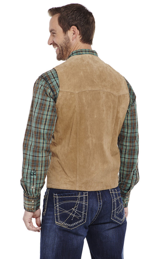 Cripple Creek Men's Beige Suede Leather Vest