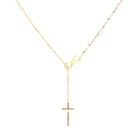 Stainless Steel Gold Infinity Cross Drop 16 inch-18 inch Necklace