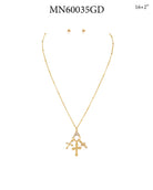 Gold Rhinestone Cross Toggle 16 inch-18 inch Necklace