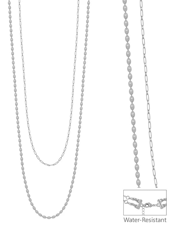 Water Resistant Double Layered Chain 32 inch Necklace