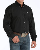 Cinch men's solid black classic fit button down western shirt