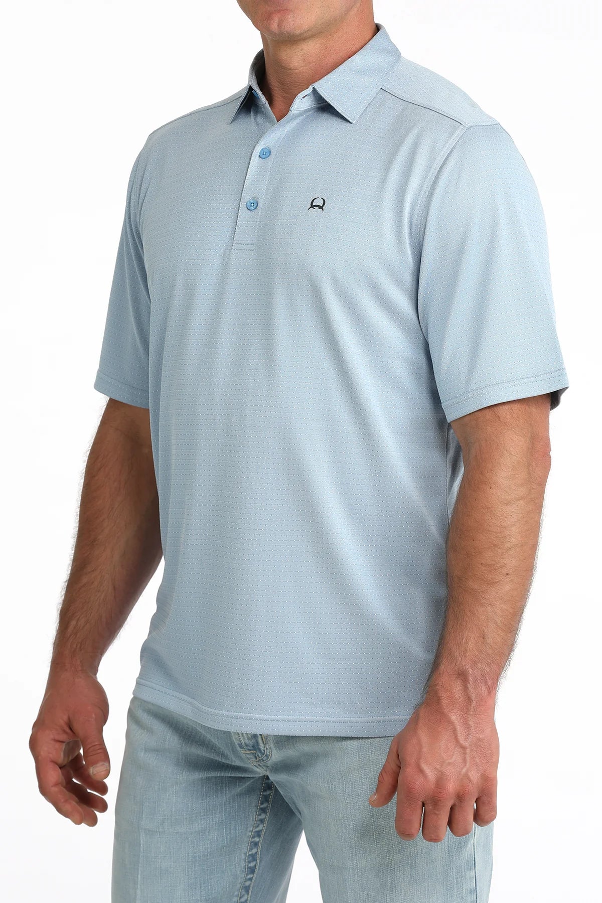 Cinch Mens ArenaFlex Light Blue Geo Print Polo