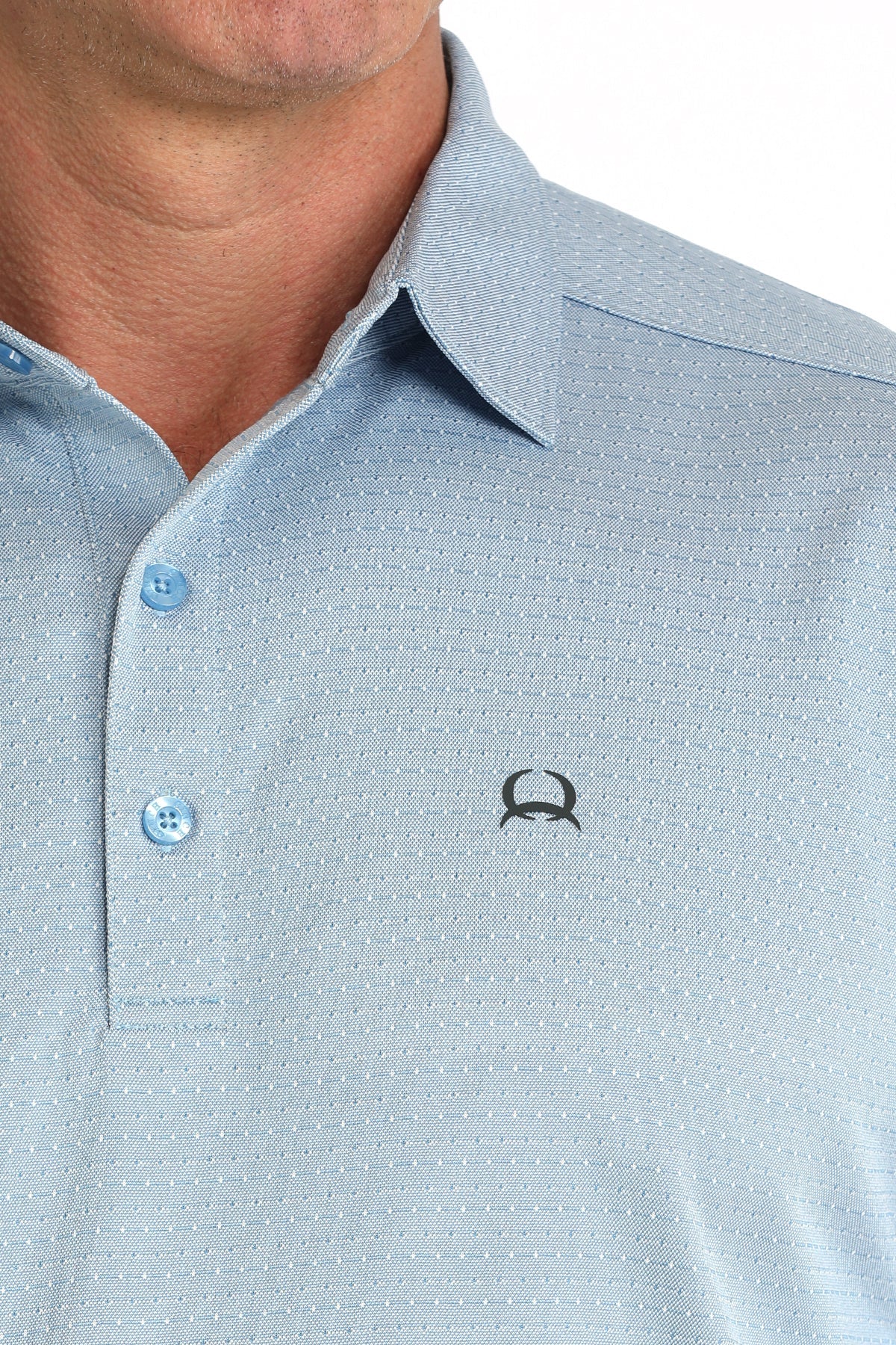 Cinch Mens ArenaFlex Light Blue Geo Print Polo