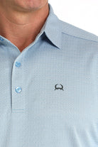 Cinch Mens ArenaFlex Light Blue Geo Print Polo