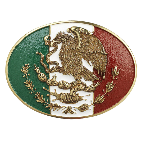 Ariat Men's Oval Mexican Flag Belt Buckle