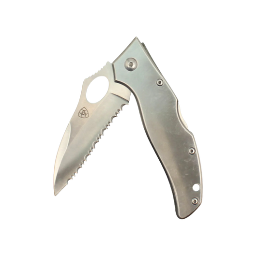 Ariat Serrated Folding Silver Knife - 2 Sizes