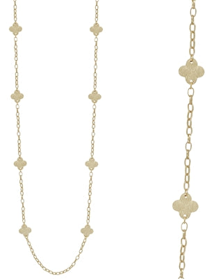 Worn Gold Clover on Gold Chain 36" Necklace