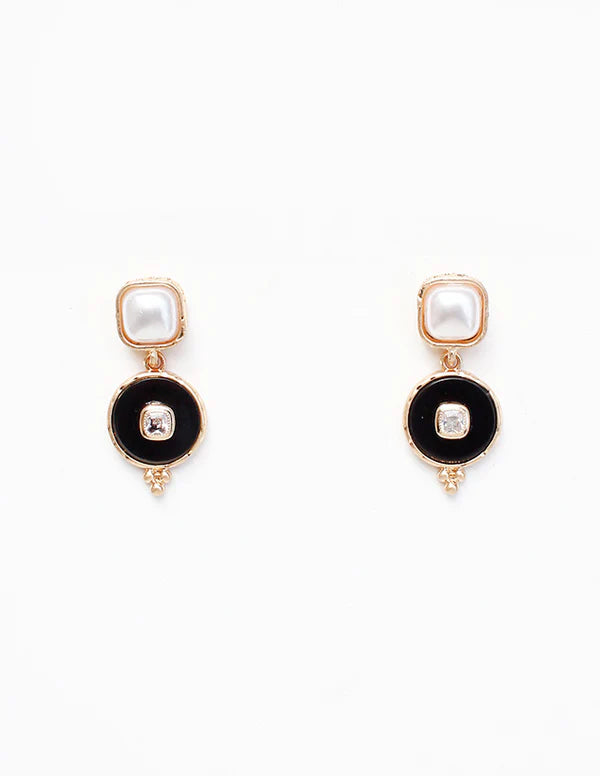 Square Pearl Circle 1 inch Drop Earring