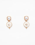 Square Pearl Circle 1 inch Drop Earring