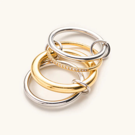 Waterproof Olivia Mixed Metal Stacked Ring Set