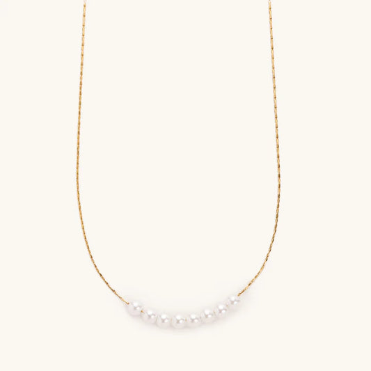 Waterproof Gold Nina Dainty Pearl Necklace