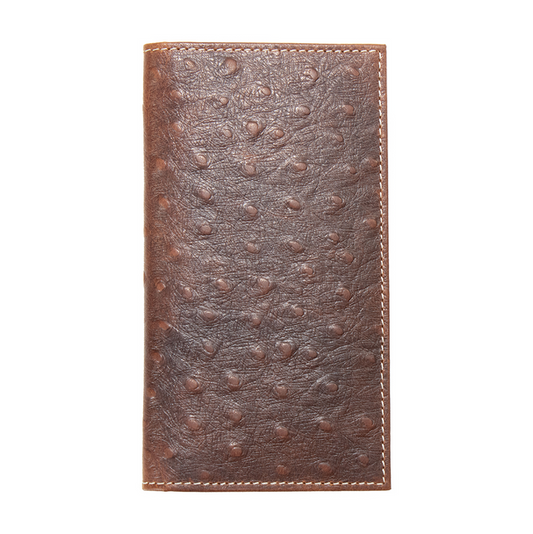Nocona Ostrich Brown Leather Rodeo Wallet