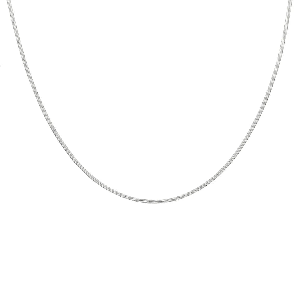 Silver Micro Herringbone Necklace - Waterproof