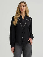 Wrangler Women's Punchy Western Blouse in Black