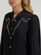 Wrangler Women's Punchy Western Blouse in Black