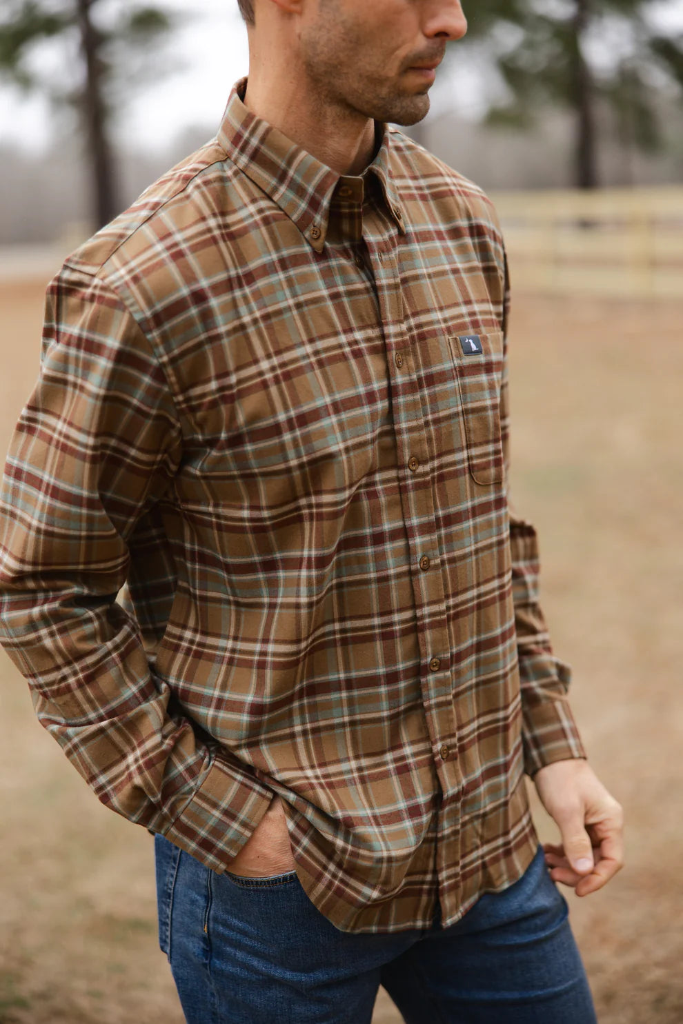 Local Boy Red Green Zeigler Stretch Flannel Shirt