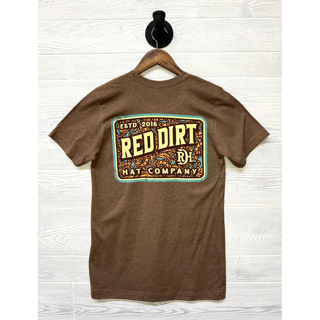 Red Dirt Hat Company Brown Tooled Leather Tee