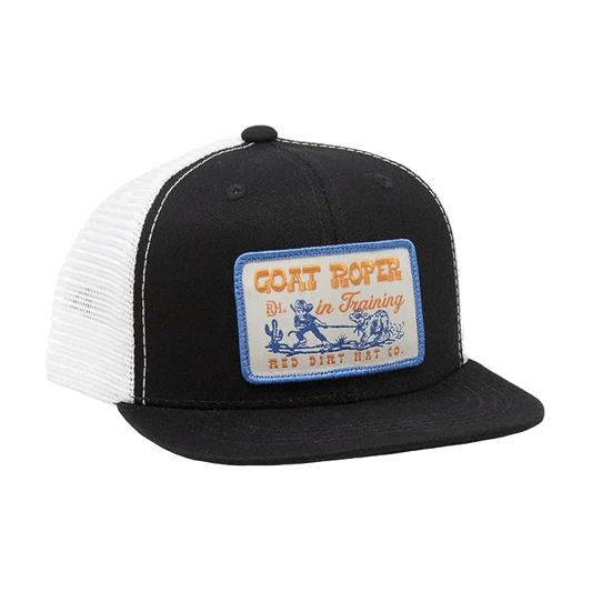 Red Dirt Hat Co Youth Goat Roper Black & White Trucker Hat