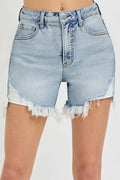Risen High Rise Side Step Hem Shorts